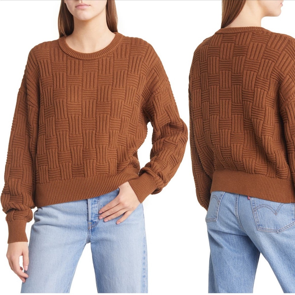 Reformation Winnie basketweave organic cotton sweater size XL - Picture 2 of 8
